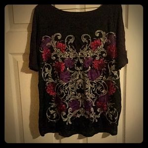 Beautiful black with flower baroque print top